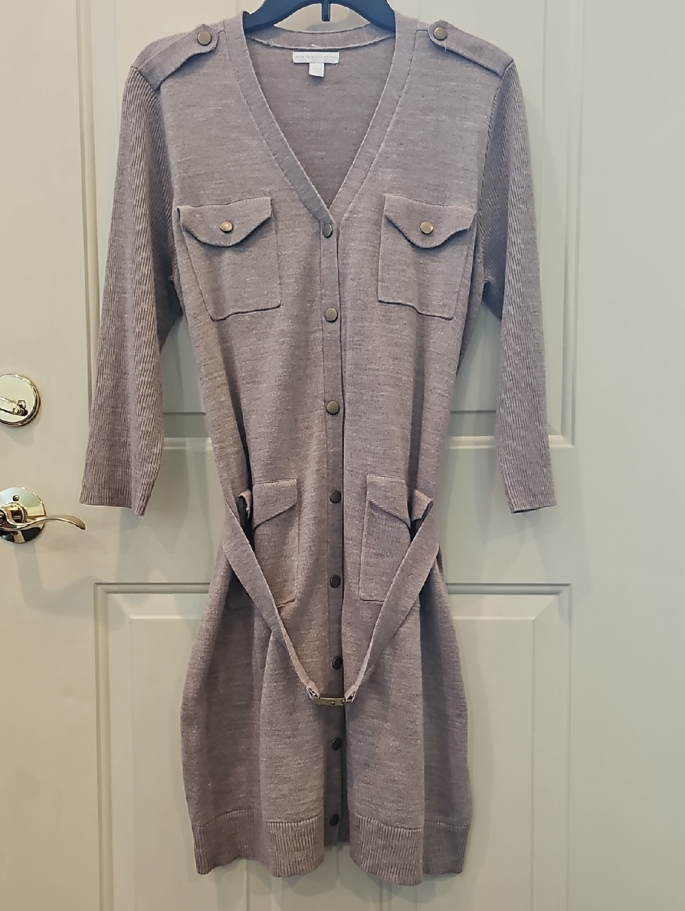 New York & Company Soft Taupe Knit Dress